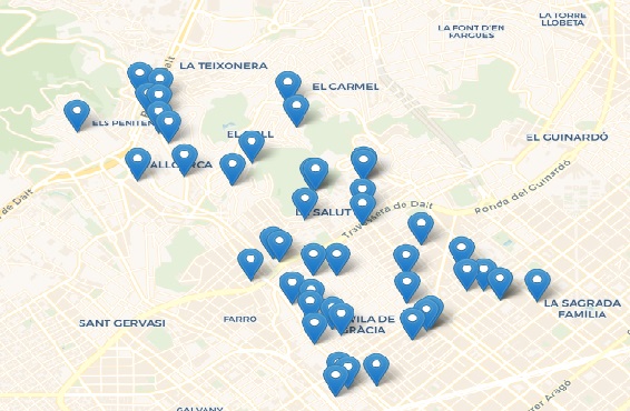Mapa d'escoles de Gràcia